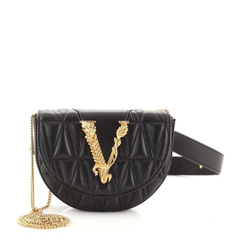 versace virtus belt bag|Versace quilted leather bag.